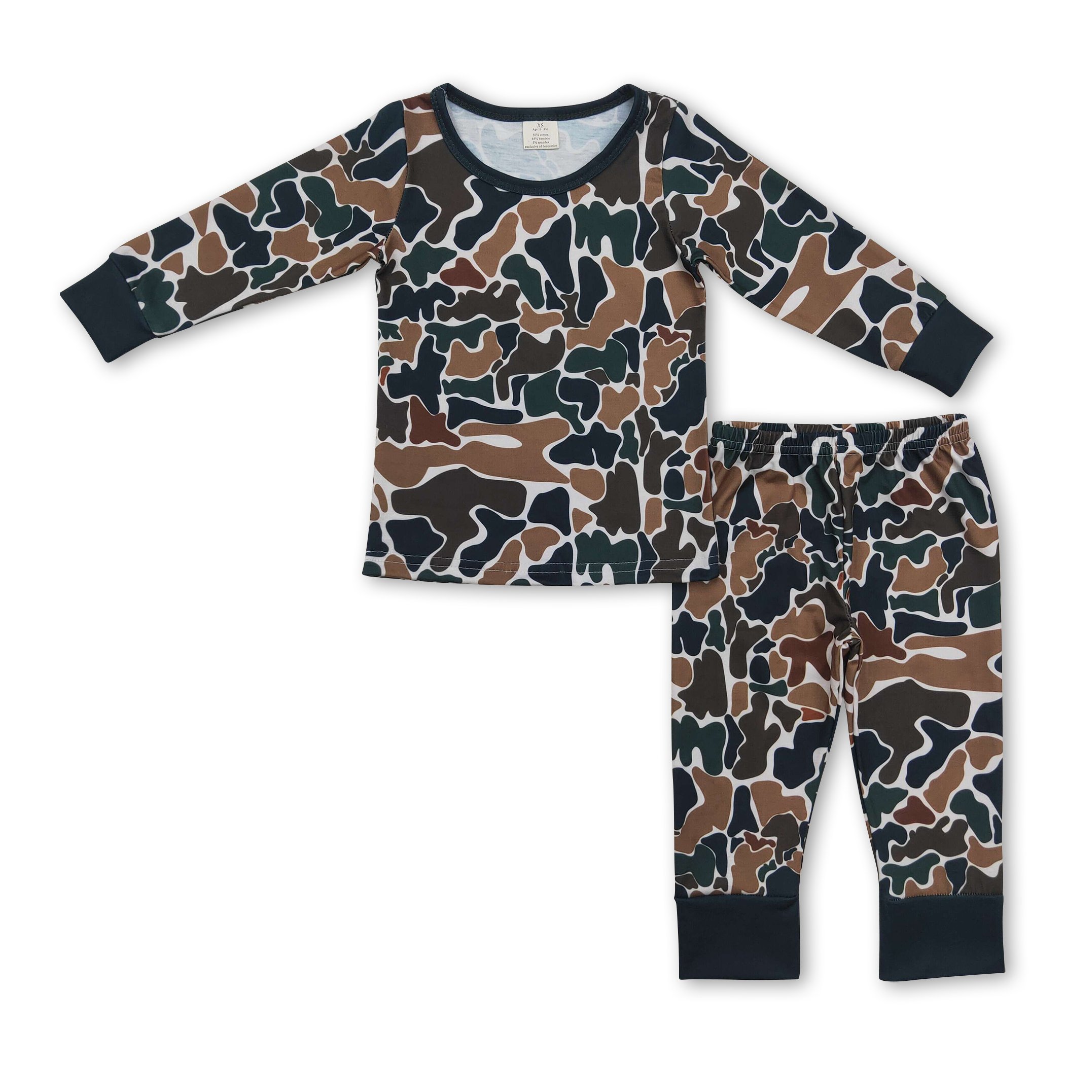 BLPO0708 Vintage fall clothe black brown camouflage leopard boys long sleeve pantsuit western cool boys clothing sets for kids