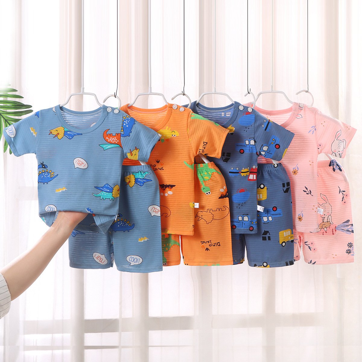 New children's T-shirt set summer baby short sleeve shorts home clothes sweat absorbent breathable pajamas
