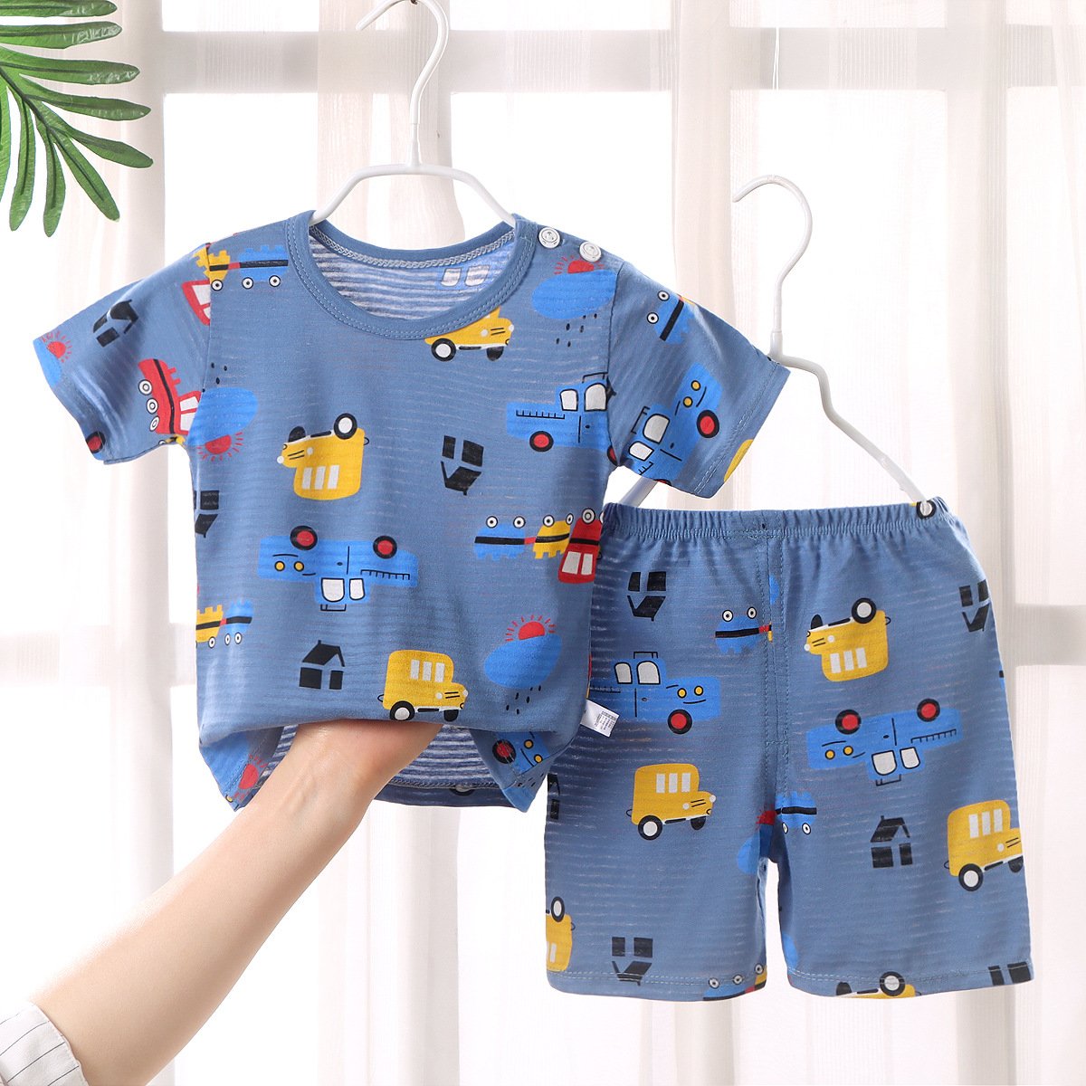 New children's T-shirt set summer baby short sleeve shorts home clothes sweat absorbent breathable pajamas