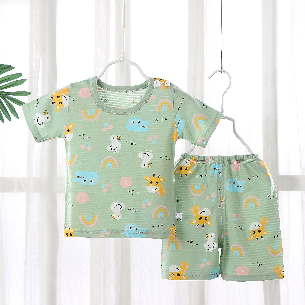 New children's T-shirt set summer baby short sleeve shorts home clothes sweat absorbent breathable pajamas