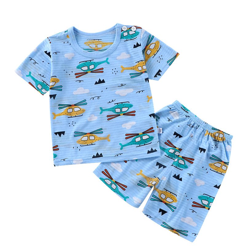 New children's T-shirt set summer baby short sleeve shorts home clothes sweat absorbent breathable pajamas