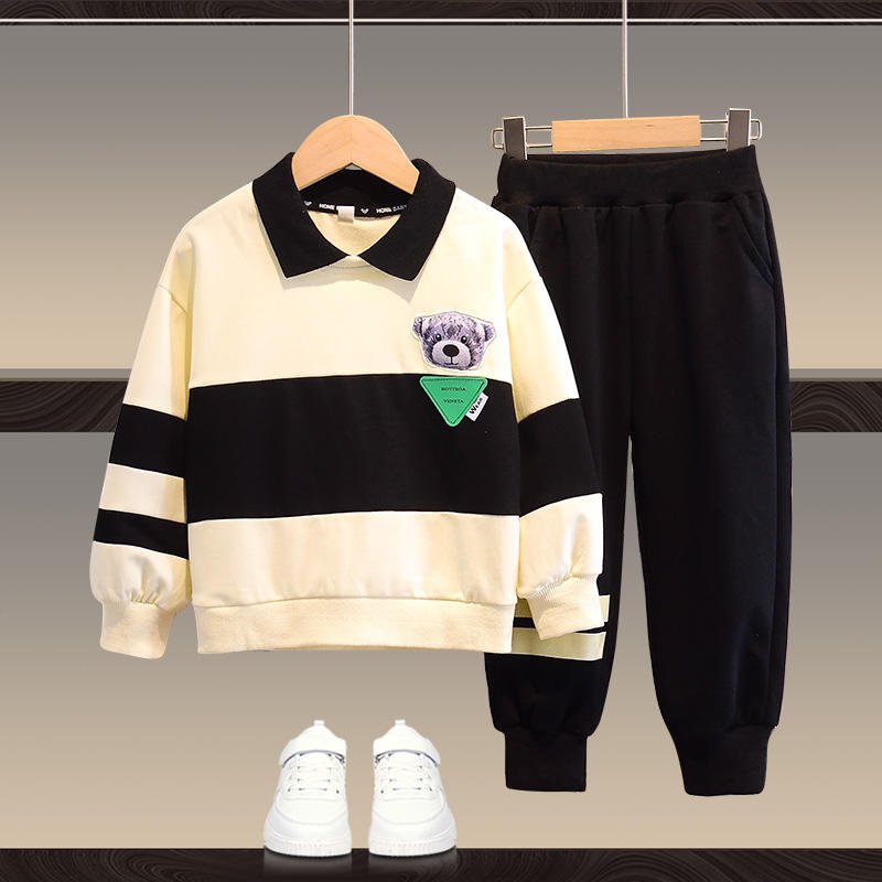 Kids Essentials Set Autumn/Winter Boys' Letter Printing Crew Neck Sweater Pants Children's Two Piece Set