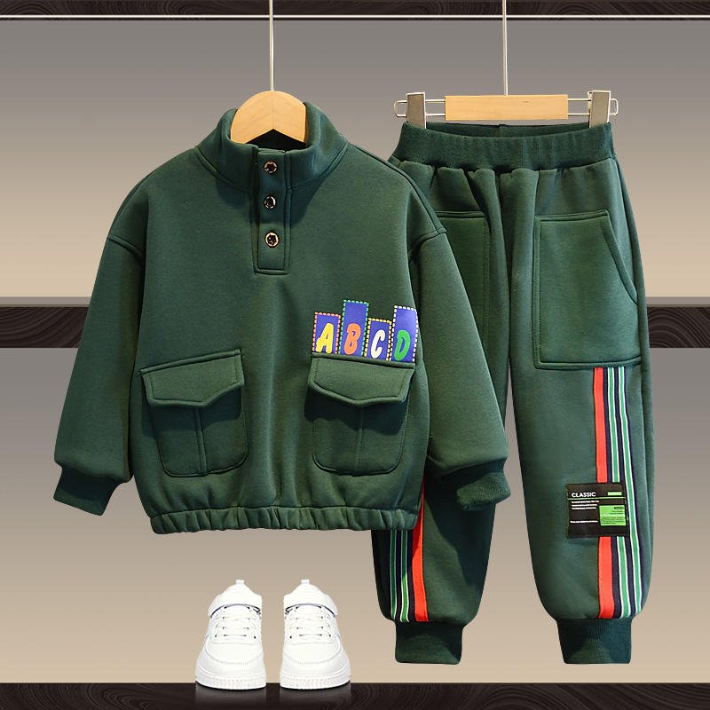 Kids Essentials Set Autumn/Winter Boys' Letter Printing Crew Neck Sweater Pants Children's Two Piece Set