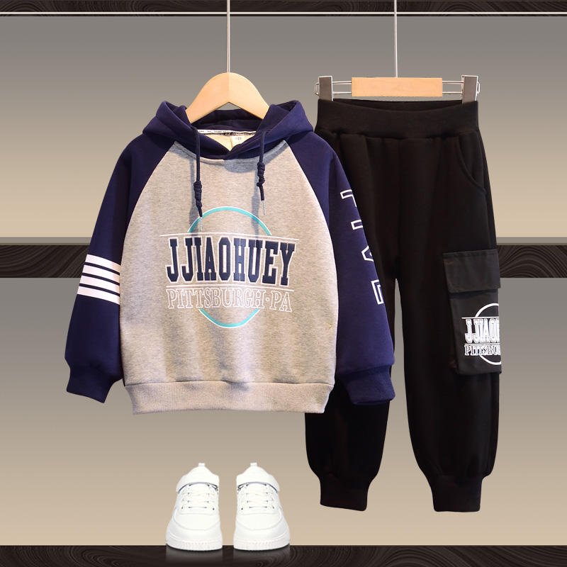 Kids Essentials Set Autumn/Winter Boys' Letter Printing Crew Neck Sweater Pants Children's Two Piece Set
