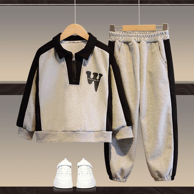 Kids Essentials Set Autumn/Winter Boys' Letter Printing Crew Neck Sweater Pants Children's Two Piece Set
