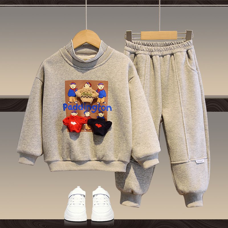 Kids Essentials Set Autumn/Winter Boys' Letter Printing Crew Neck Sweater Pants Children's Two Piece Set