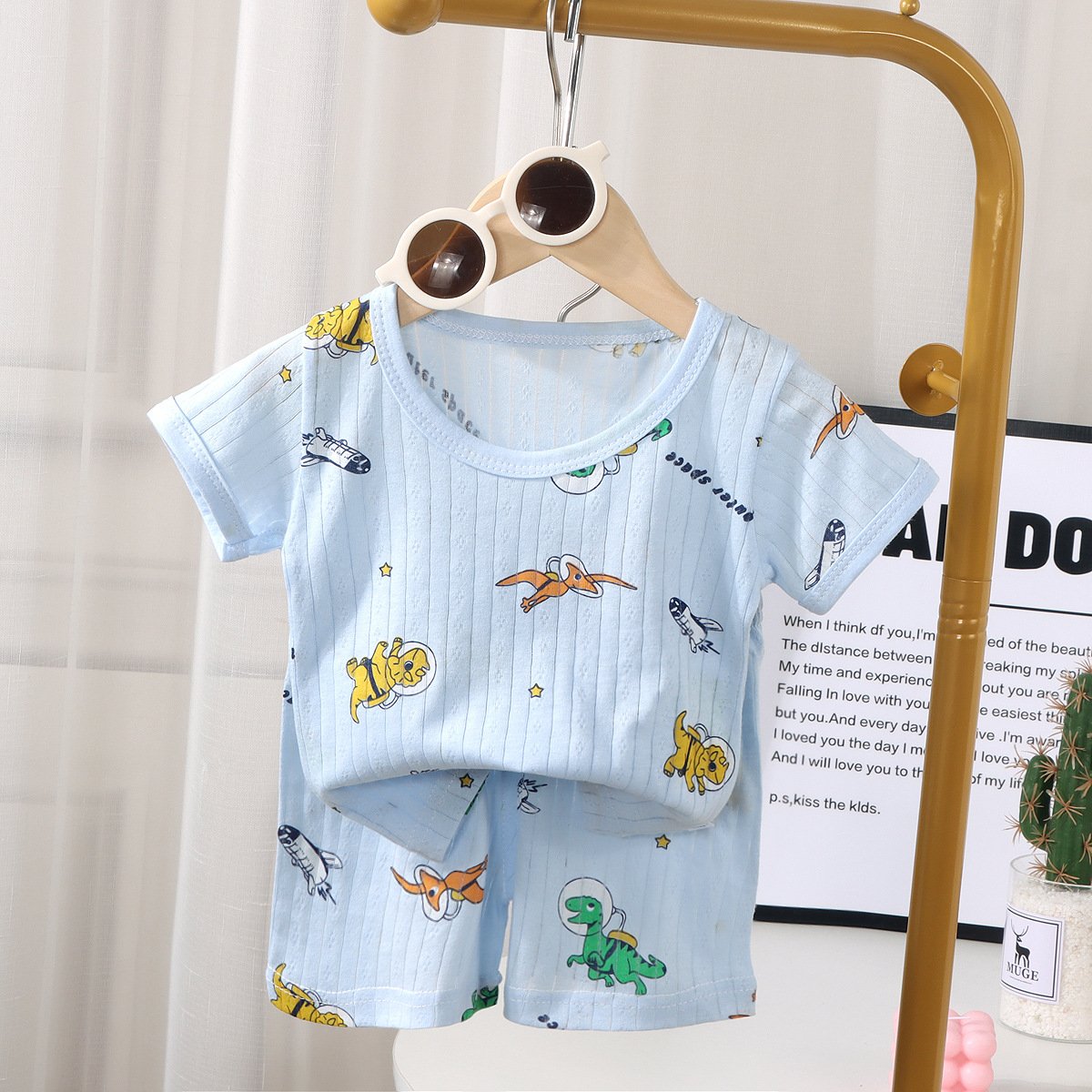 Cartoon Children Toddler Boy T Shirts And Shorts 2 Piece Sweatsuit Sets Cotton Pajamas Kids Boys Summer Clothing Shorts Sets