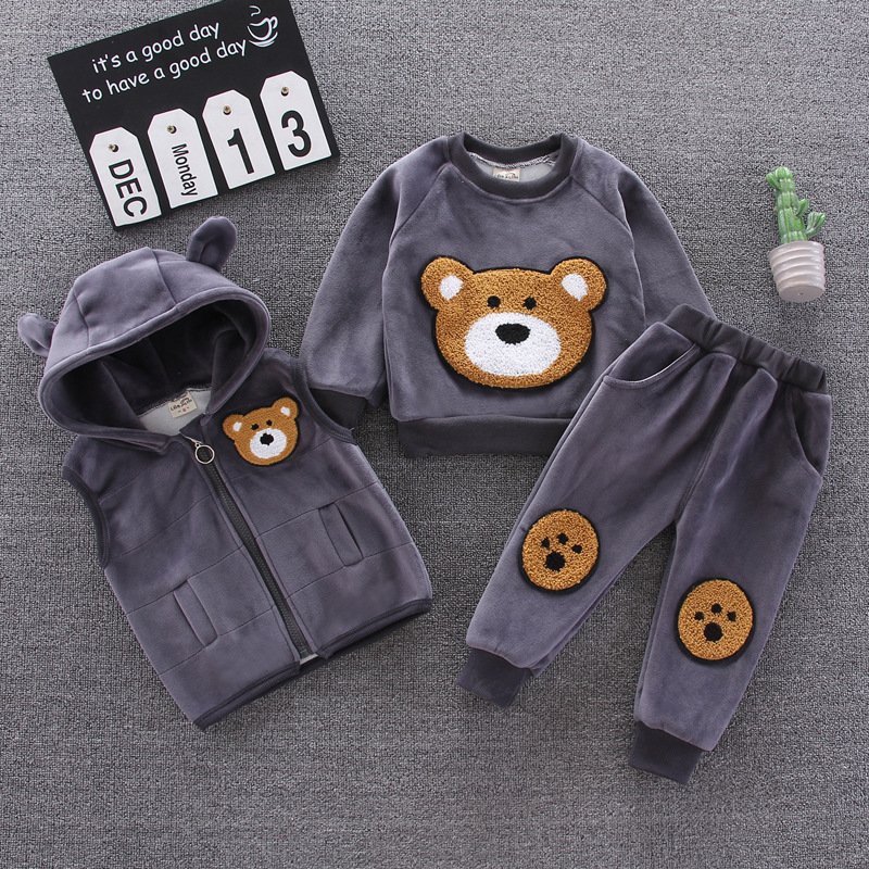 2024 Fashion Boys And Girls Clothing Toddler Boys Clothing Sets Three Piece Set Female Children's Winter Clothing Kids Outfits