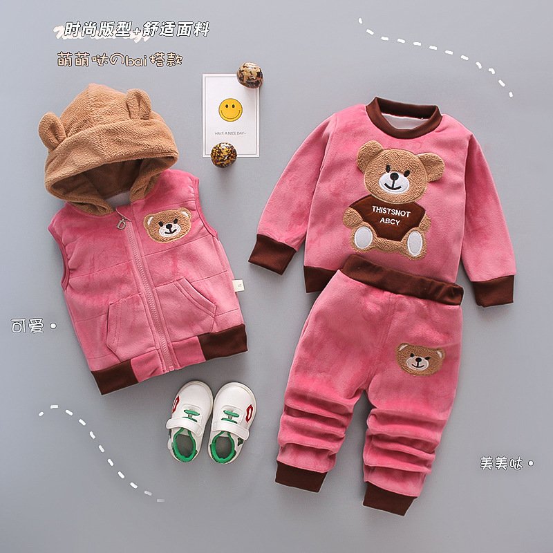 2024 Fashion Boys And Girls Clothing Toddler Boys Clothing Sets Three Piece Set Female Children's Winter Clothing Kids Outfits