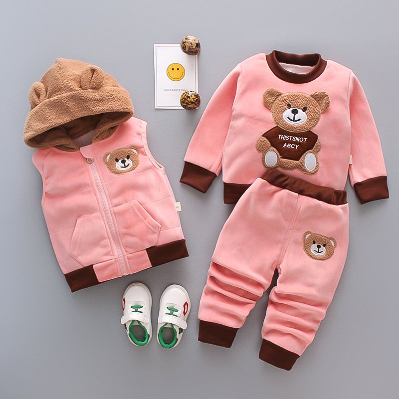 2024 Fashion Boys And Girls Clothing Toddler Boys Clothing Sets Three Piece Set Female Children's Winter Clothing Kids Outfits