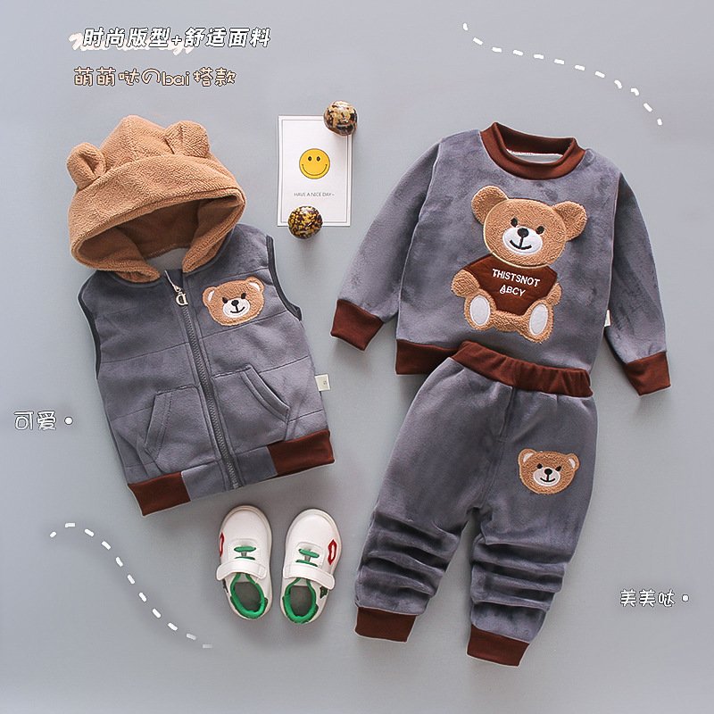 2024 Fashion Boys And Girls Clothing Toddler Boys Clothing Sets Three Piece Set Female Children's Winter Clothing Kids Outfits
