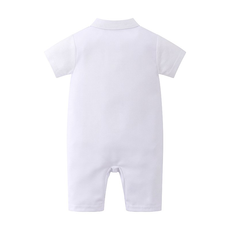 Spring Autumn baptism White Baby Set for Children's Baby Clothing Gentleman Strap Pants Boys' Set