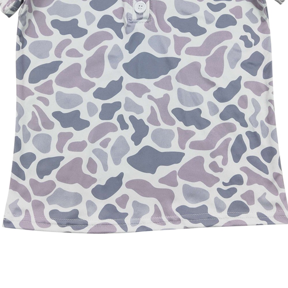 Western polo shirts short sleeves grey camo print button down wholesale boys polo shirts boutique low price ready to ship no moq