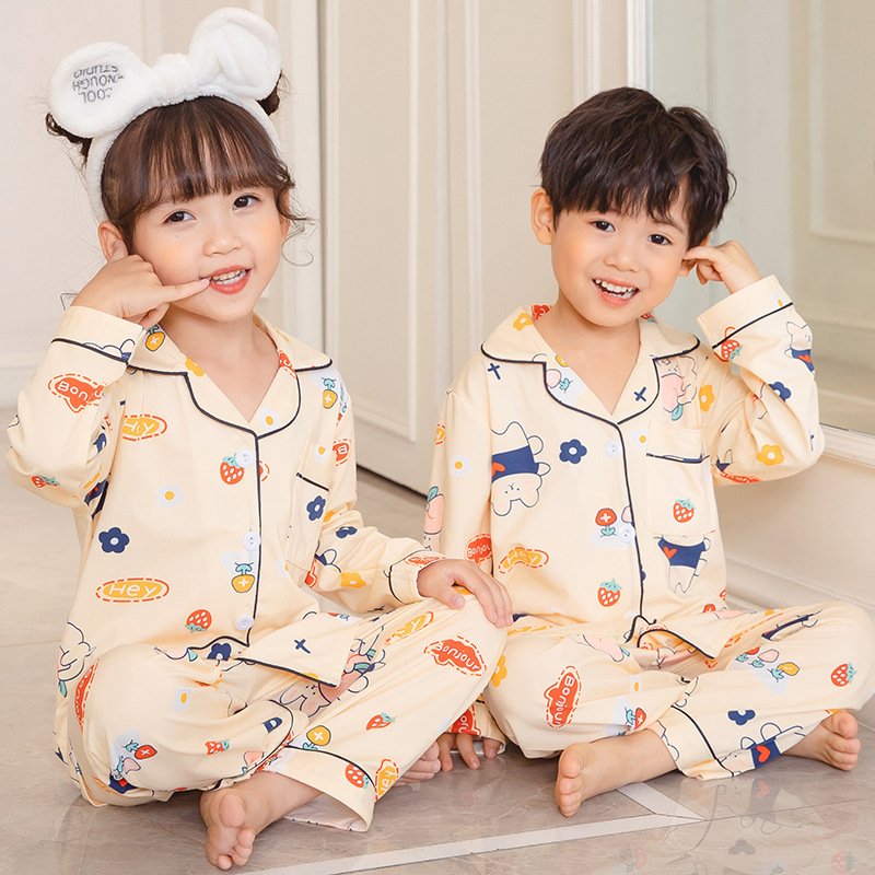 Autumn Wear 2024 New children's long Johns cotton Baby Underwear Set for boys and girls home wear pyjamas kids clothing