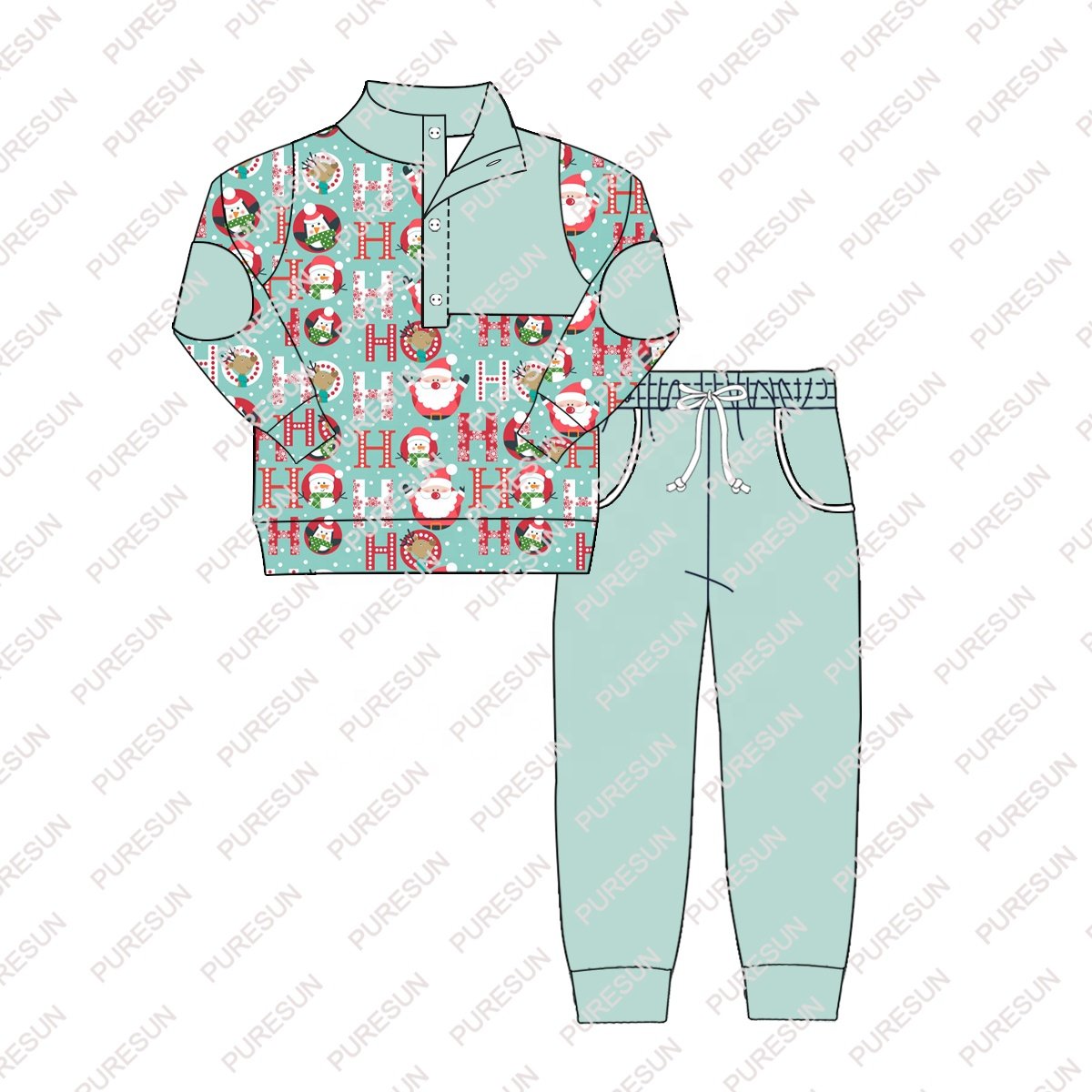 Puresun boys clothing sets winter long sleeve knitted little boys jogger set wholesale kids boutique clothing set