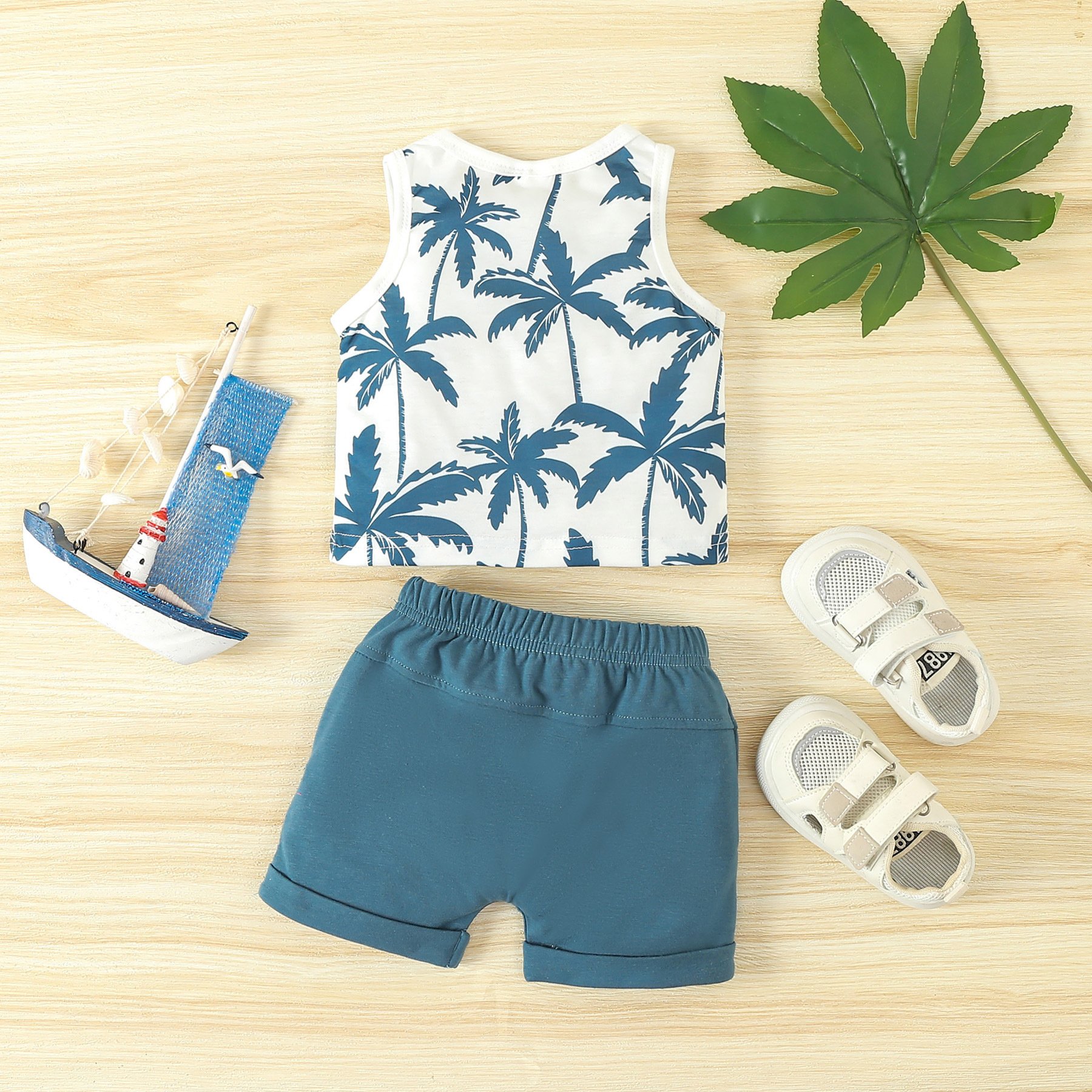Summer Boys Beach Vacation Clothes Sets Holiday Suit children clothes set Casual kids boys Shirt Top Shorts cotton Hawaii Sets