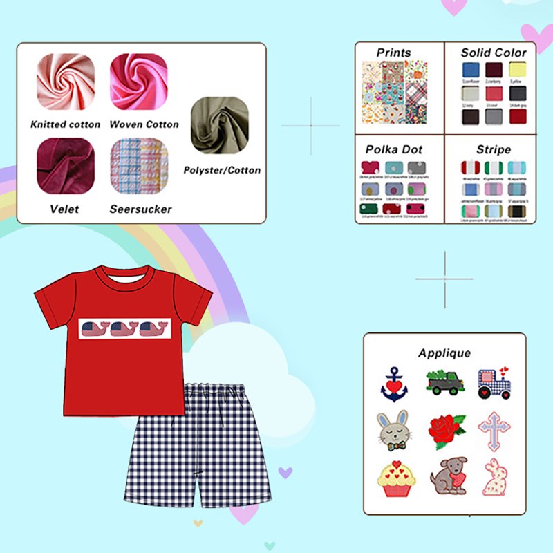 Wholesale customized scarecrow applique baby clothing set boy outfits children's clothing set