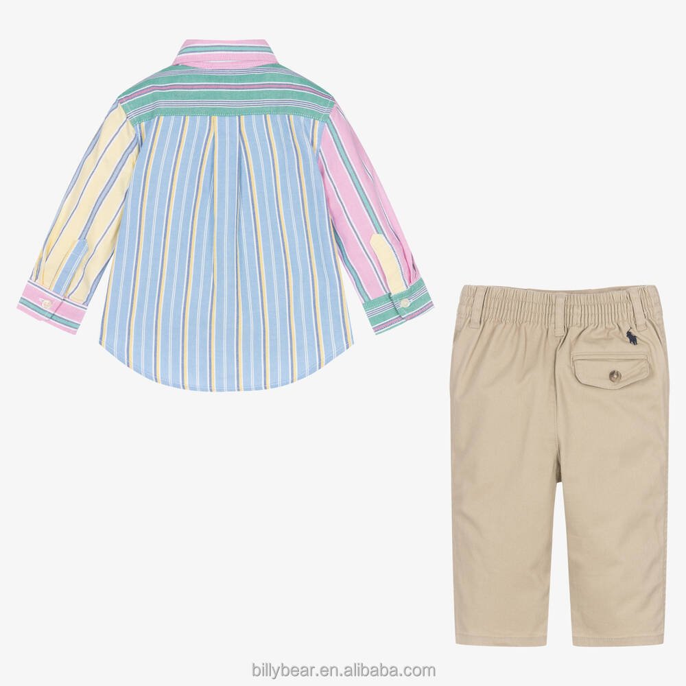 Spring autumn knitted long sleeves boys shirt and pants set toddler boys clothing sets outfits