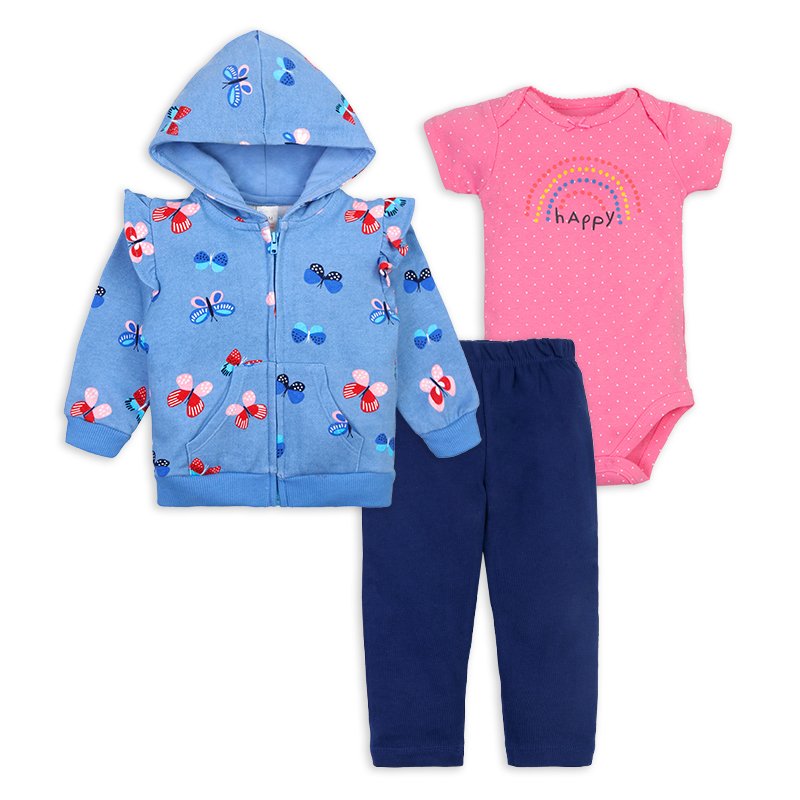 Wholesale 3-Piece baby Clothes set Cotton Baby Boys Girls Casual Hoodie Jacket outwear clothing set