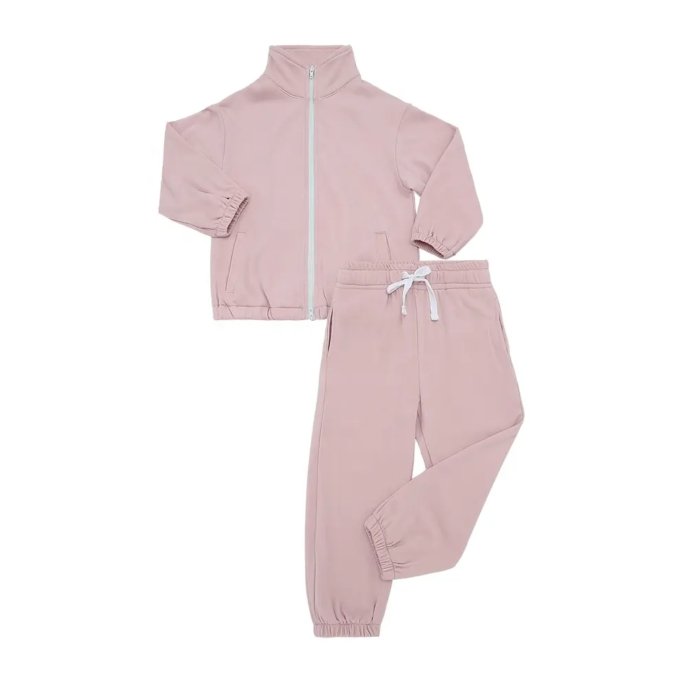 2024 New Summer Sport Clothing Set for Girls Boys Hot Selling 3-Color Zipper Jacket Shorts Casual Kids Suit with Solid Pattern