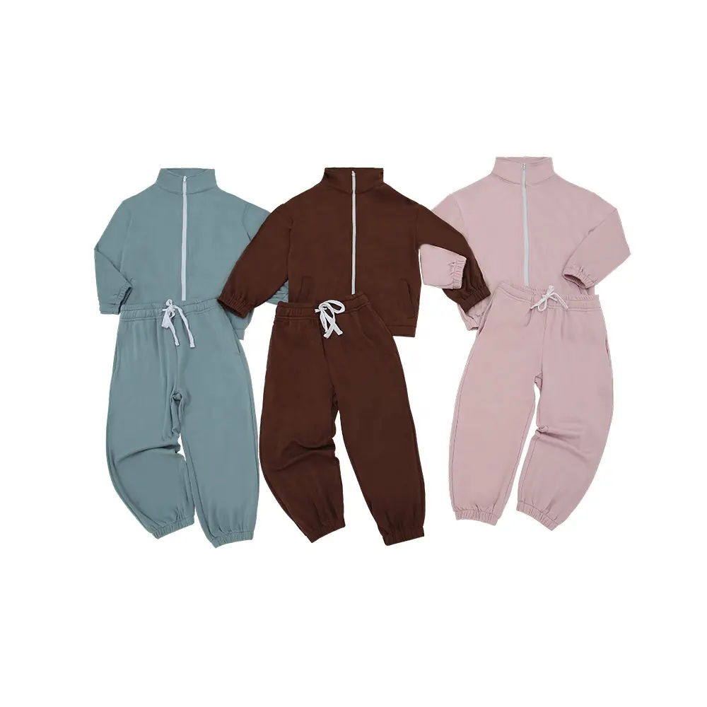2024 New Summer Sport Clothing Set for Girls Boys Hot Selling 3-Color Zipper Jacket Shorts Casual Kids Suit with Solid Pattern