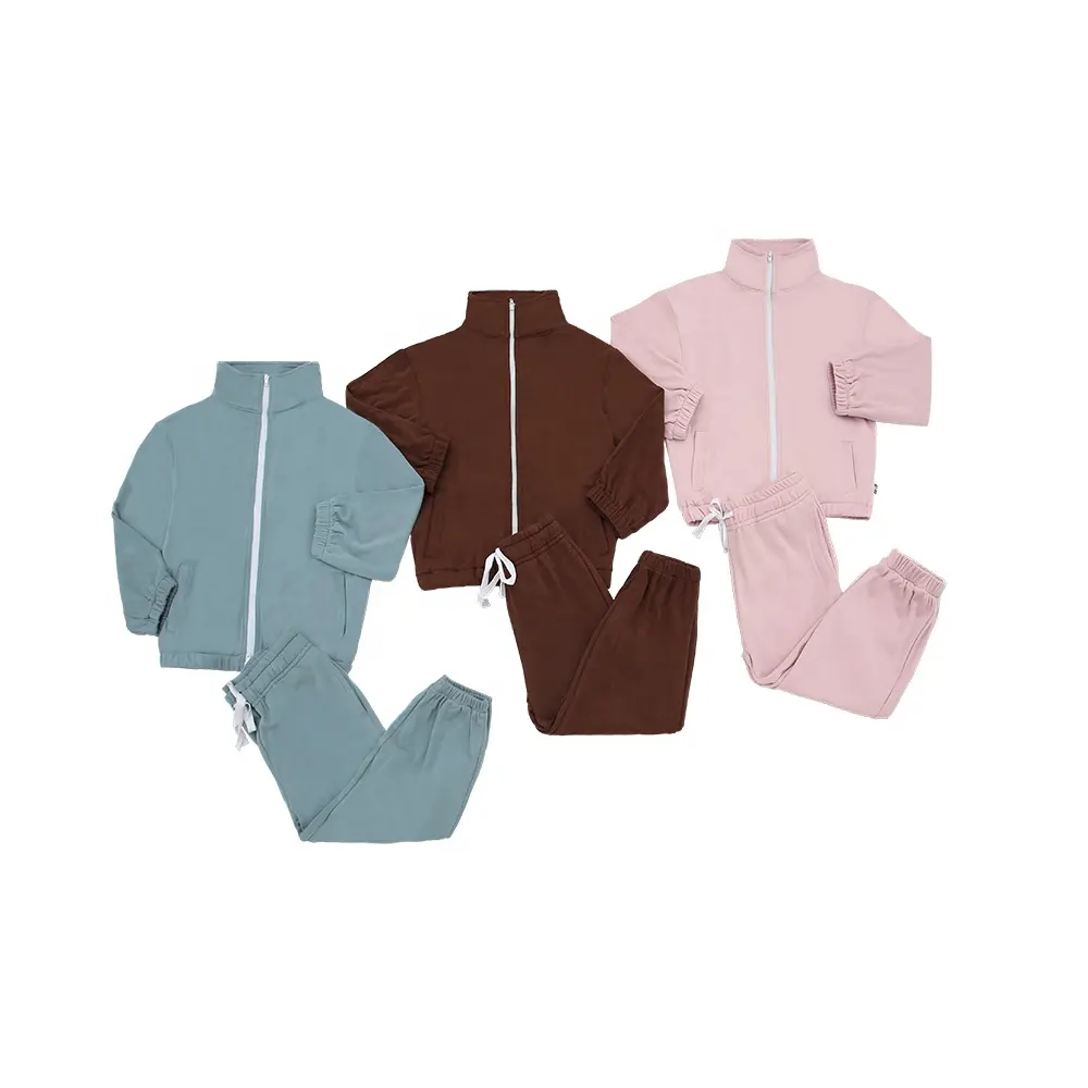 2024 New Summer Sport Clothing Set for Girls Boys Hot Selling 3-Color Zipper Jacket Shorts Casual Kids Suit with Solid Pattern