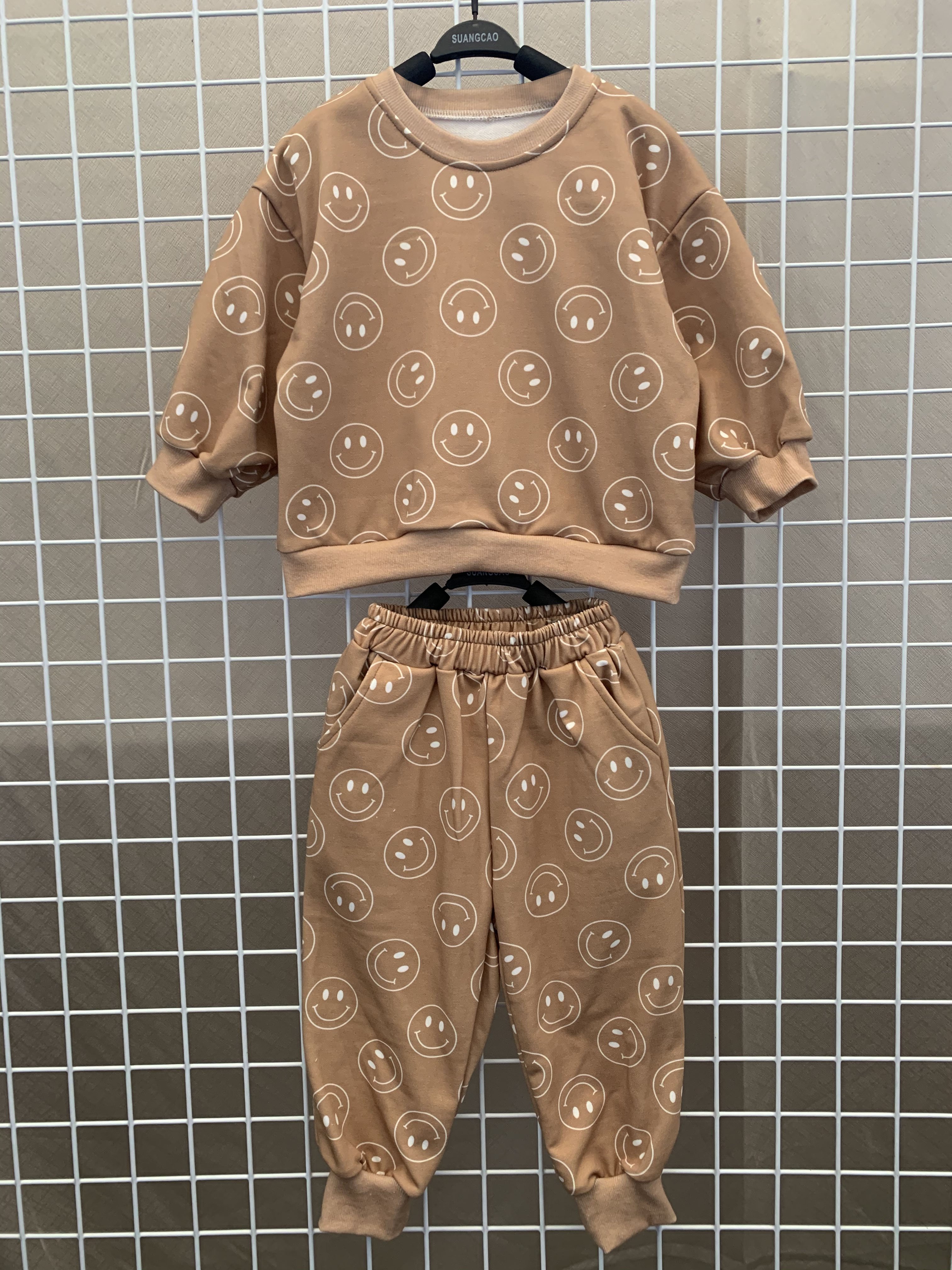 Custom Toddler Street Wear Print Raglan Sleeve Terry Sweatshirts Jogger Pants Kids Tracksuits