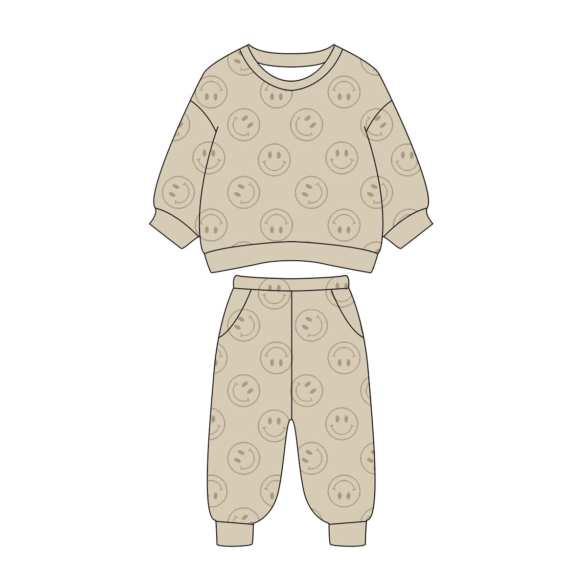 Custom Toddler Street Wear Print Raglan Sleeve Terry Sweatshirts Jogger Pants Kids Tracksuits