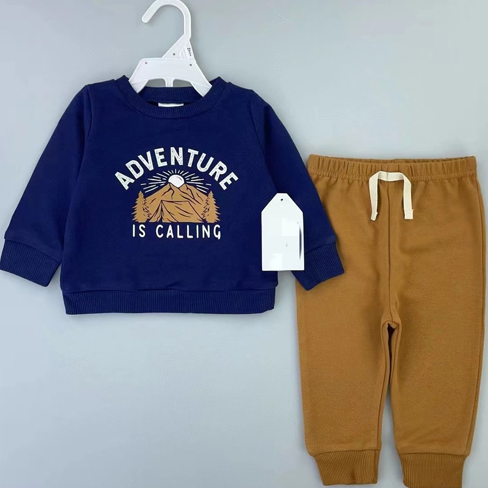 Autumn Long Sleeved Newborn Boys 2 Piece Cotton Sports Clothing Set Baby Casual Activewear Kids Room Outfit Wholesale
