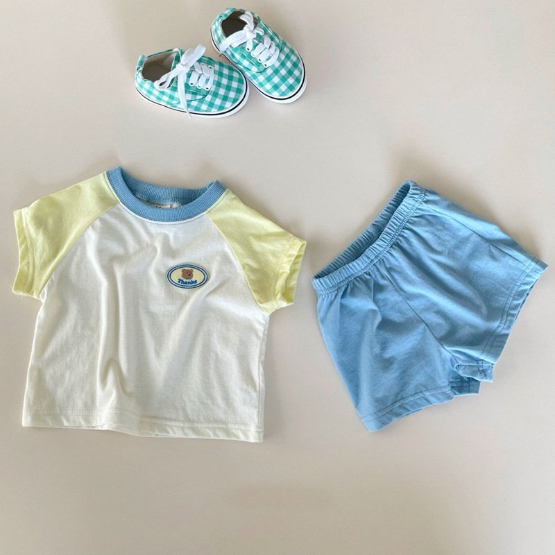 Baby sets summer clothes patchwork color trendy T-shirt + shorts two-piece boys and girls clothing set comfortable cotton suit