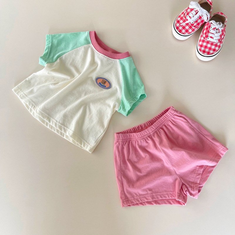 Baby sets summer clothes patchwork color trendy T-shirt + shorts two-piece boys and girls clothing set comfortable cotton suit