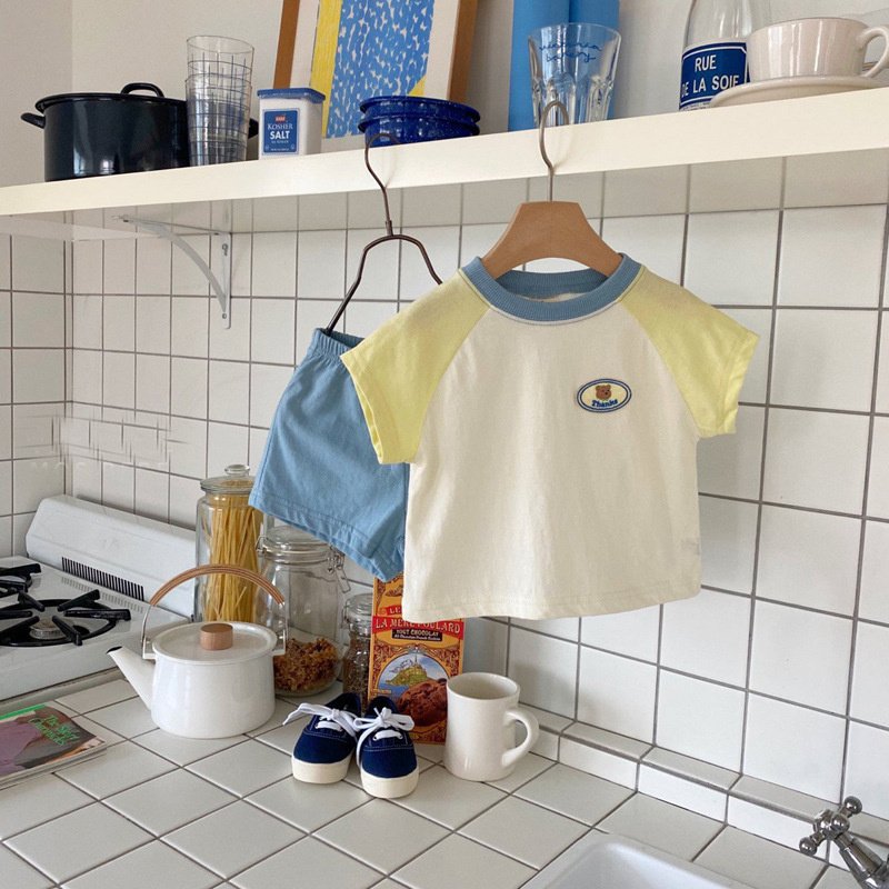 Baby sets summer clothes patchwork color trendy T-shirt + shorts two-piece boys and girls clothing set comfortable cotton suit