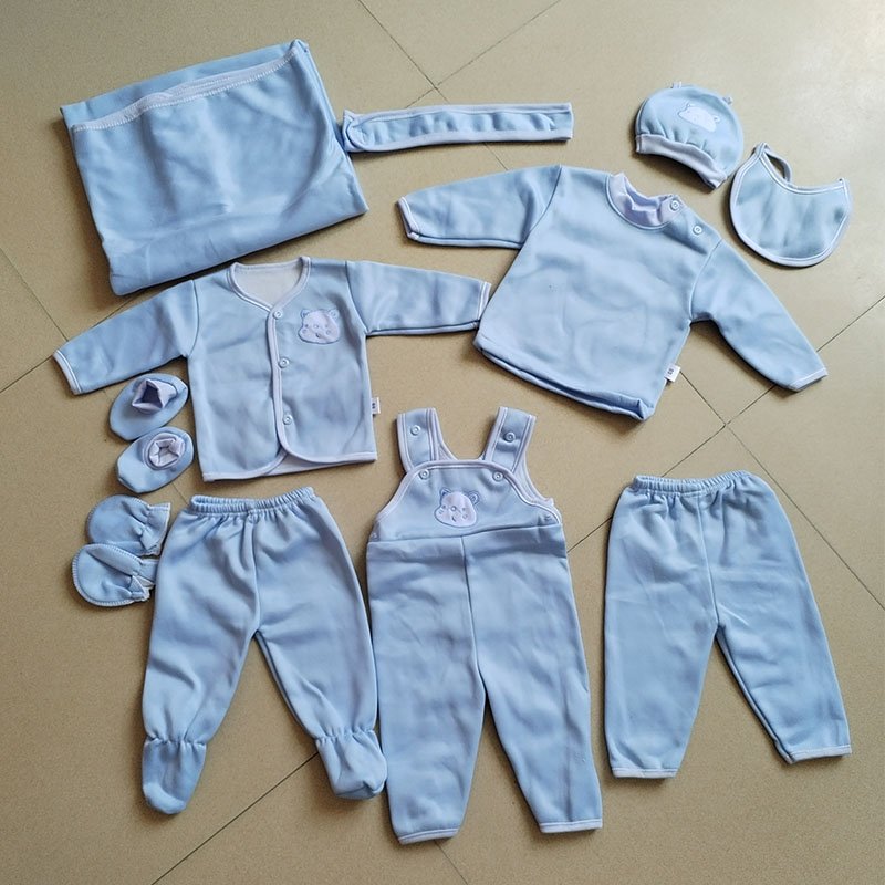 Baby Boy Girls Clothes 11 Pieces Footed Long Sleeve Newborn Caps and Scratch Mittens Set 0-6 Months Layette Bebe