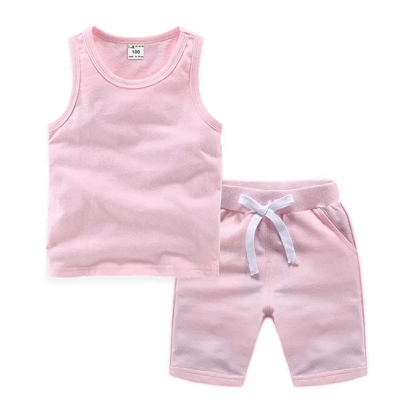 Manufacturer Wholesale Cotton Girl Clothes Boys T Shirt vest Shorts Suit Boy Clothing Sets Kids Short Outfit