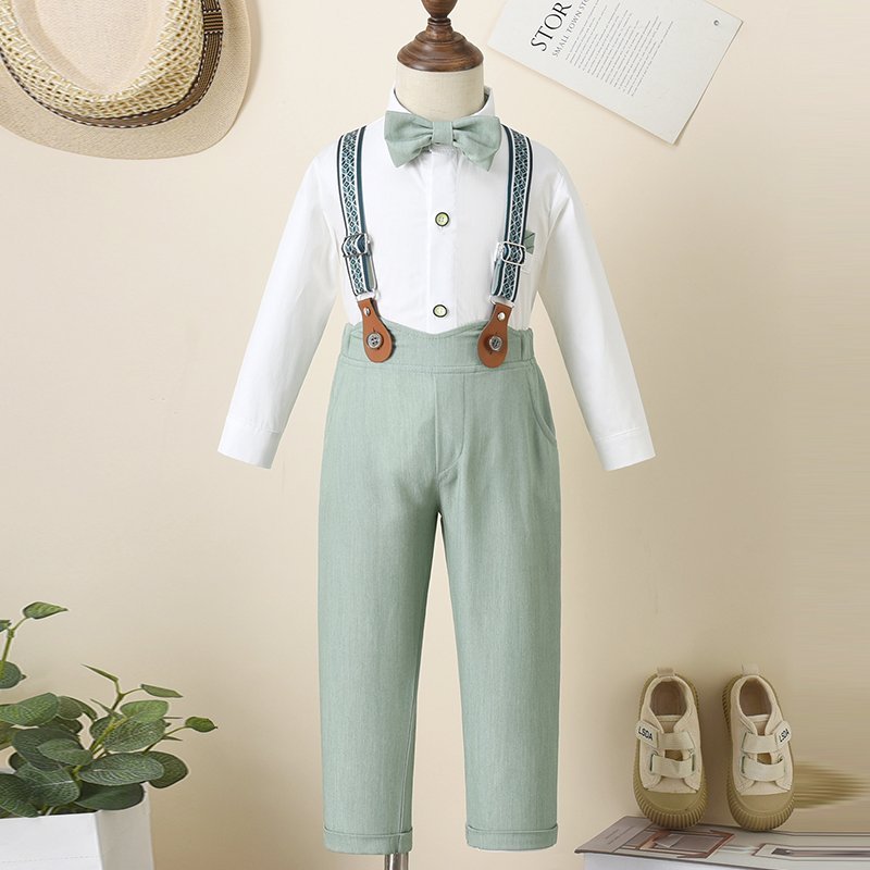 Little Boy Gentleman Outfit Long Sleeve Shirt Suit Children Clothes Formal Kids Clothing Boy 1-5 Years Boys Clothing Set