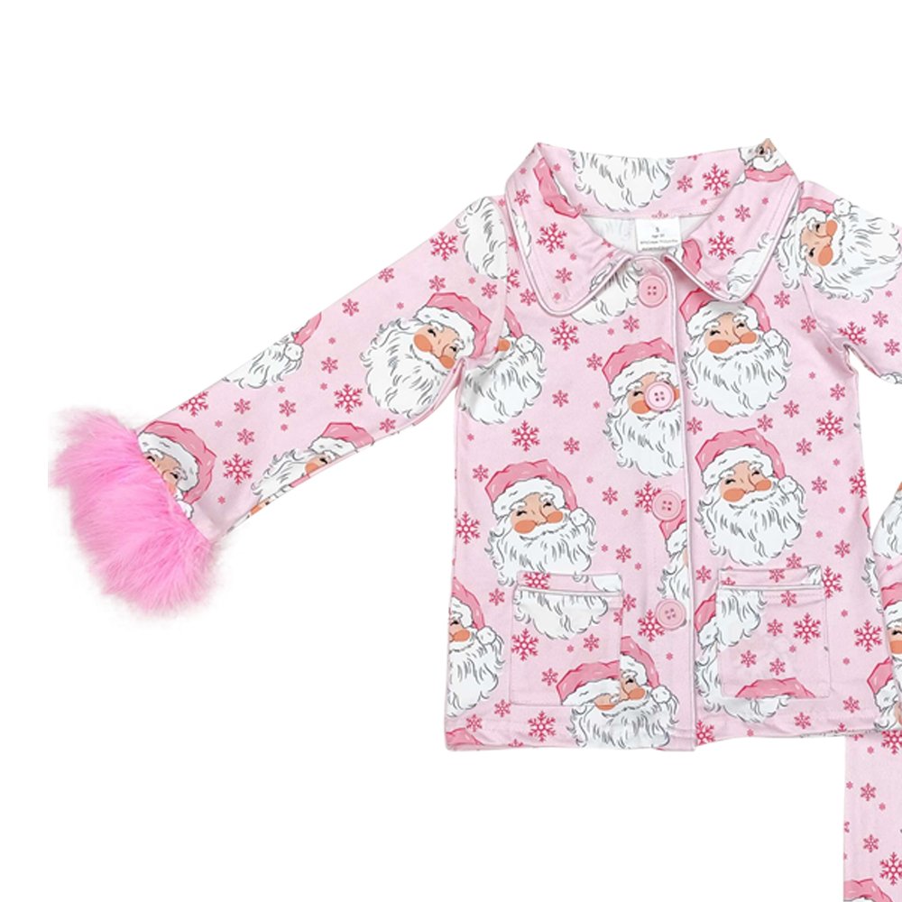 Baby girls Christmas Santa Claus long sleeve button dowm pajama set fall winter clothes wholesale kids fashion clothes