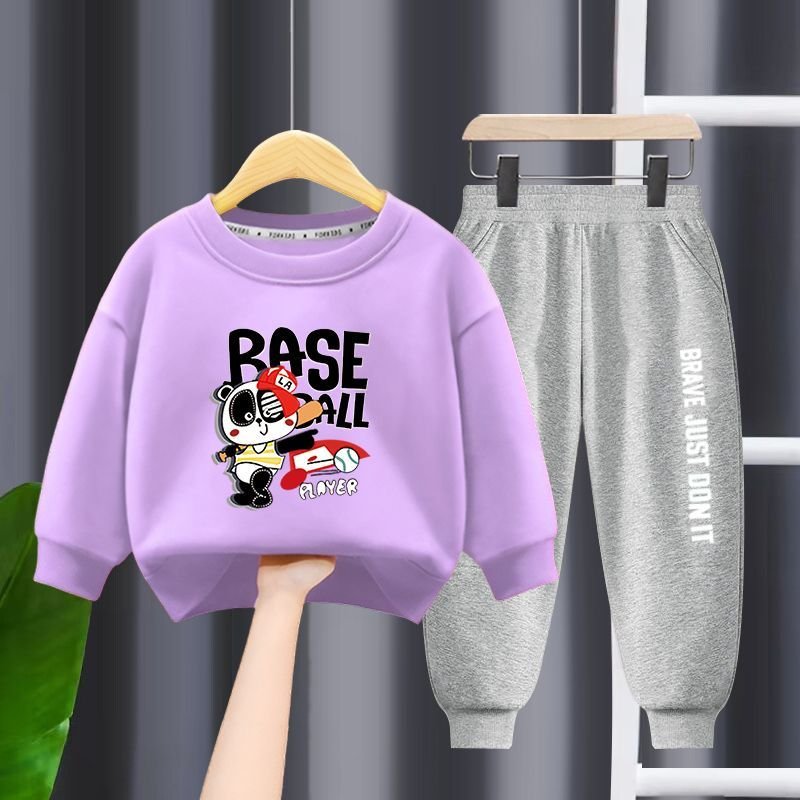 Boys Shirt Suit 2023 New Children's Autumn Sweater Fashionable Children's Spring and Autumn Hoodie Set 100% Cotton