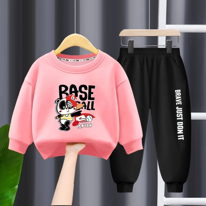 Boys Shirt Suit 2023 New Children's Autumn Sweater Fashionable Children's Spring and Autumn Hoodie Set 100% Cotton