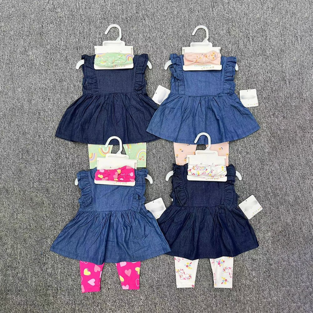 3 In 1 Newborn Baby Girl Outfits With Hairband Skirt And Pants Hot Sale Floral Printing Cotton Fabric Baby Romper Set