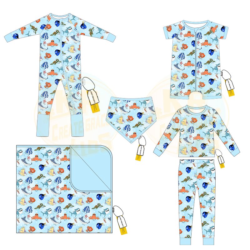 Custom family matching pajamas Children's pajamas set baby romper Bamboo fiber material family clothing