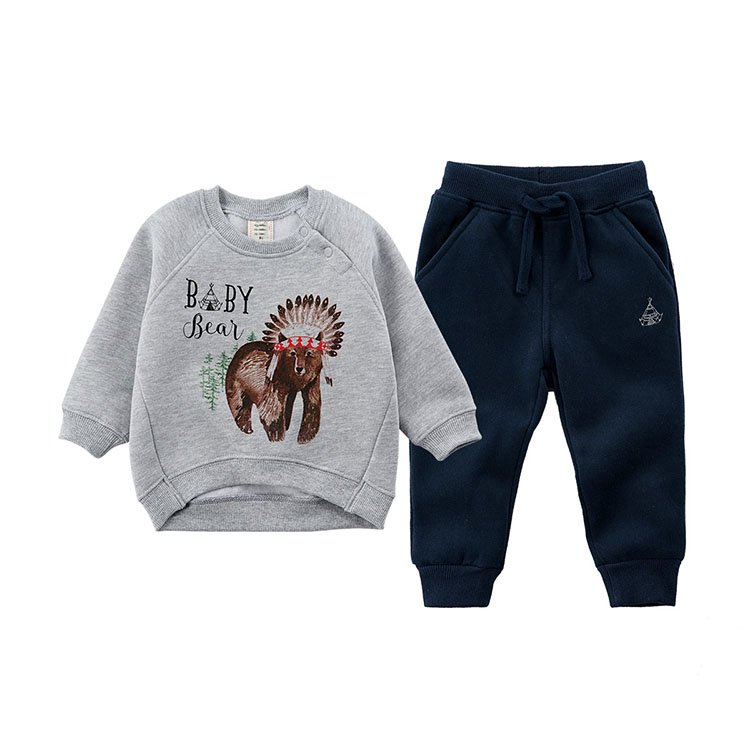 Custom wholesale children clothing sweatshirt children set children tshirt pullover sweater tracksuits track pants