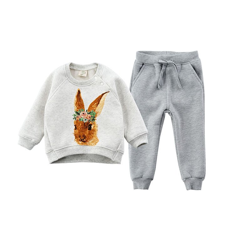 Custom wholesale children clothing sweatshirt children set children tshirt pullover sweater tracksuits track pants