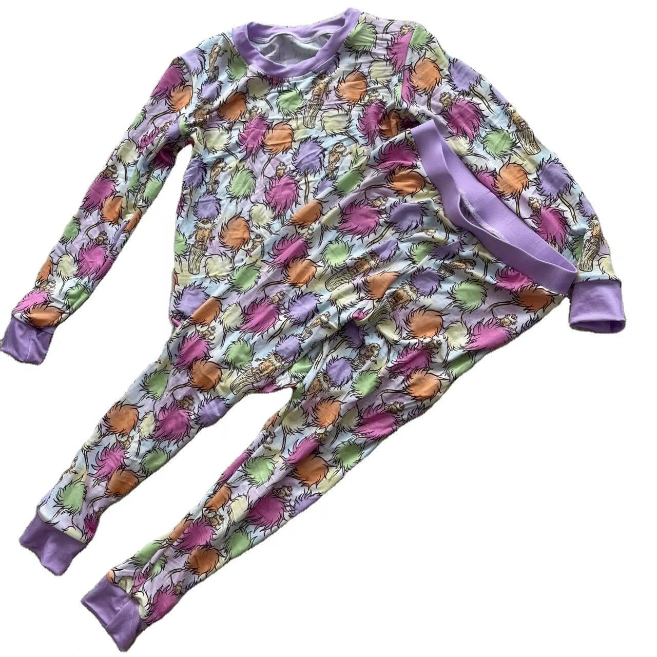 Qingli RTS Long Sleeve Kids Clothing Trousers Set Toddlers Spring And Autumn Wearable Suit Sweet Student Bamboo Pajamas Set