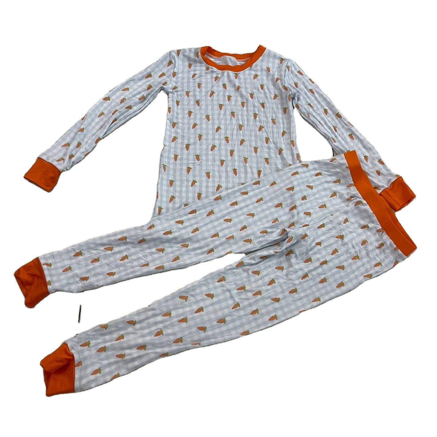 Qingli RTS Long Sleeve Kids Clothing Trousers Set Toddlers Spring And Autumn Wearable Suit Sweet Student Bamboo Pajamas Set