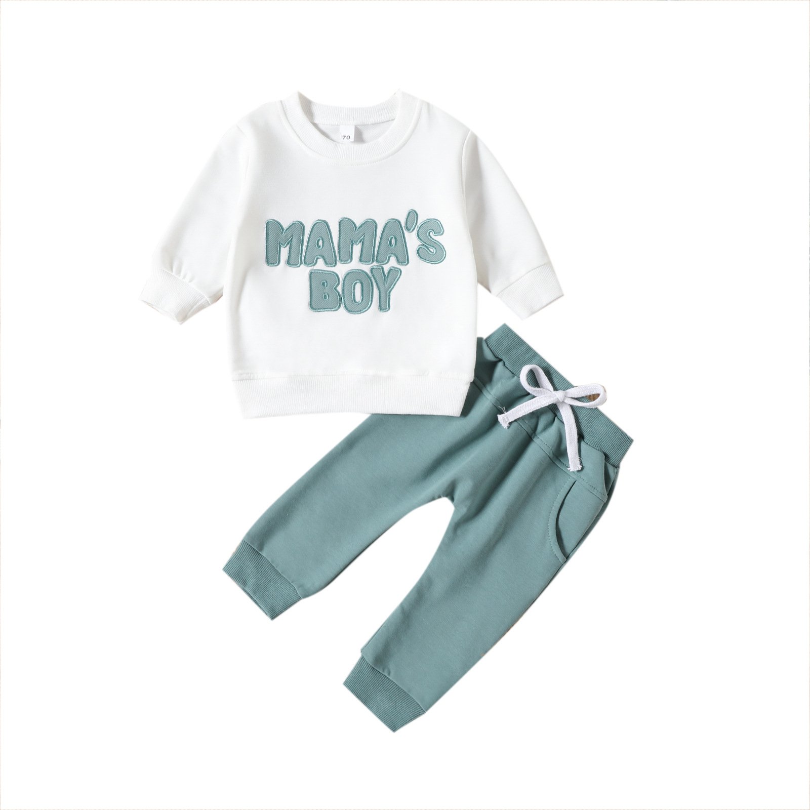 Wholesale Baby Clothes Set Children's Cotton Round Neck Autumn Clothing Set Baby Mama's Boy Long-Sleeved Two-Piece Set