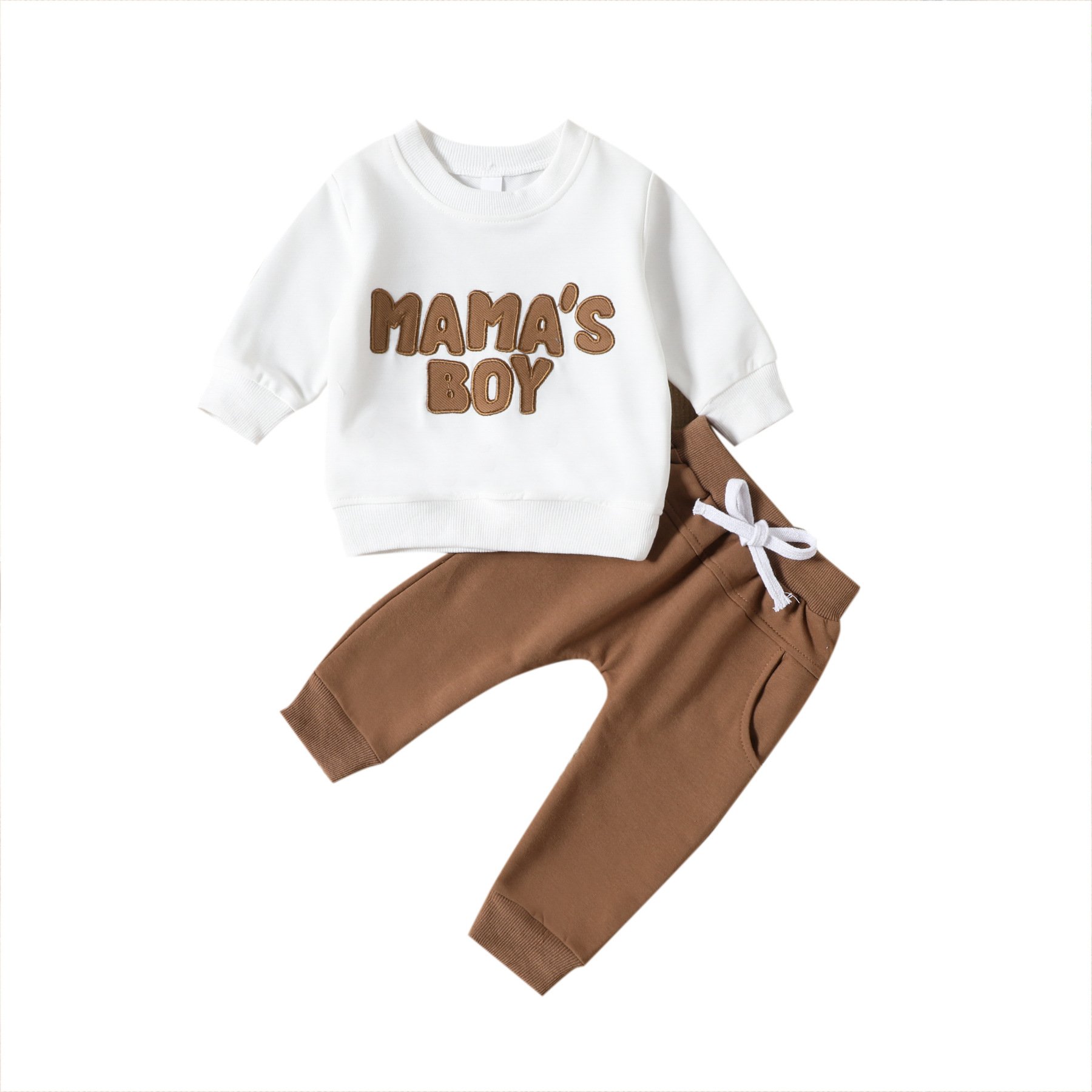 Wholesale Baby Clothes Set Children's Cotton Round Neck Autumn Clothing Set Baby Mama's Boy Long-Sleeved Two-Piece Set