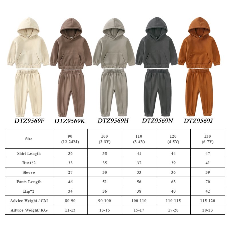 custom kids clothing sets pullover hoodie fleece cotton boy girl sweatsuit plain kids tracksuits children clothes set wholesale