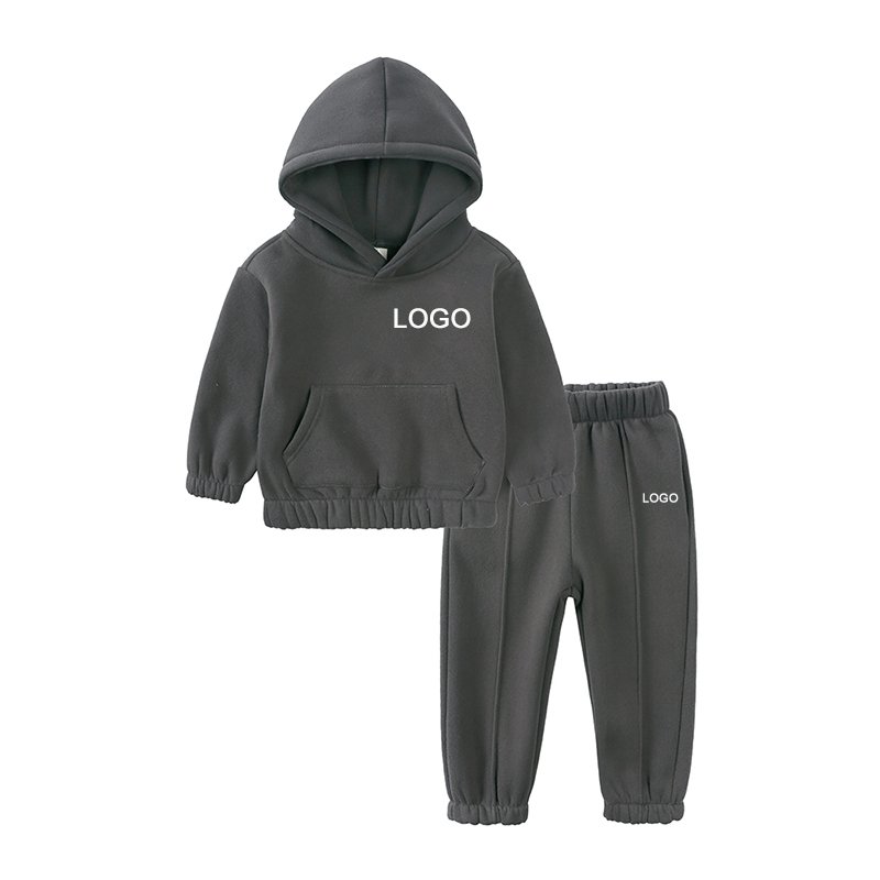 custom kids clothing sets pullover hoodie fleece cotton boy girl sweatsuit plain kids tracksuits children clothes set wholesale