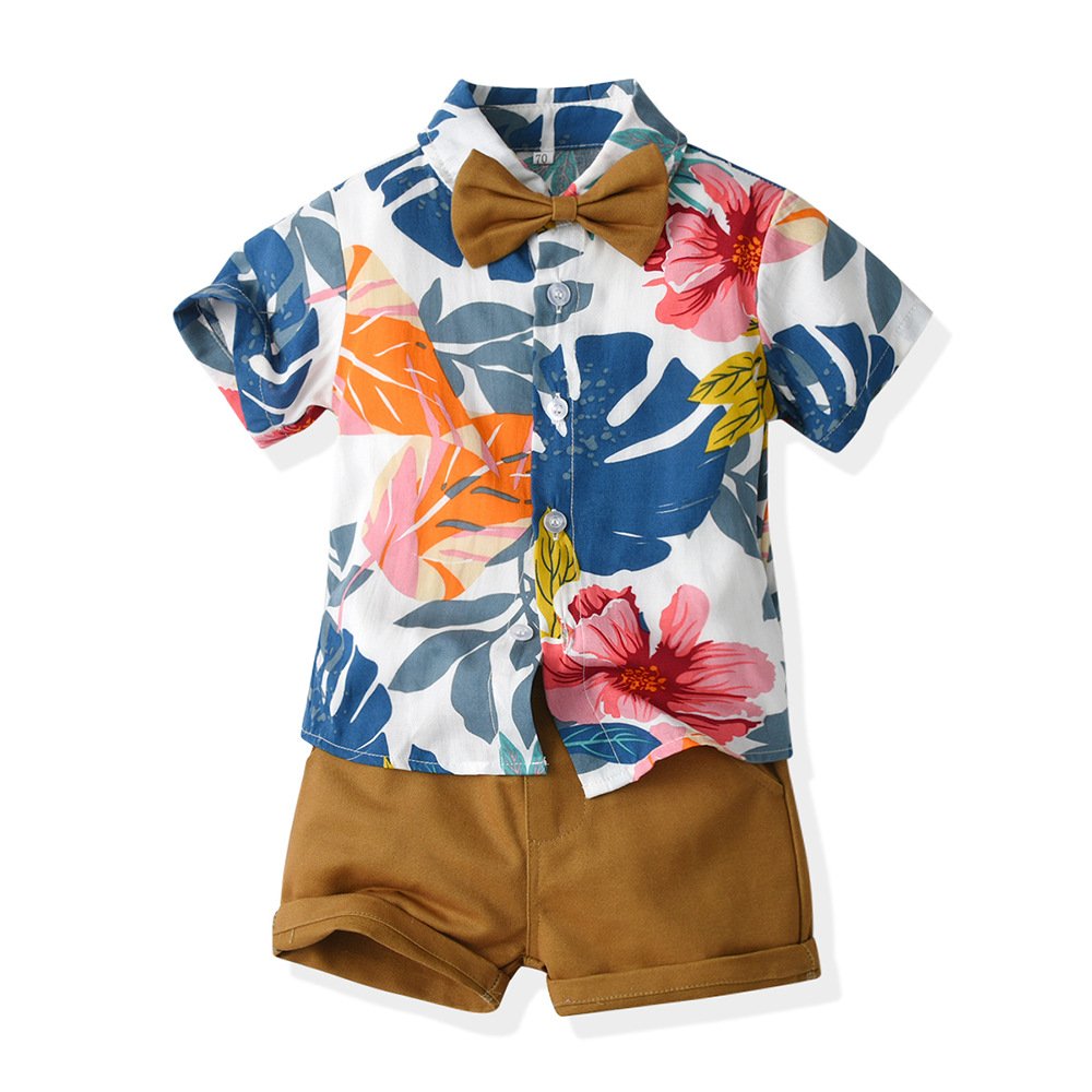 bulk wholesale clothing boys summer clothing sets western shirt and summer shorts
