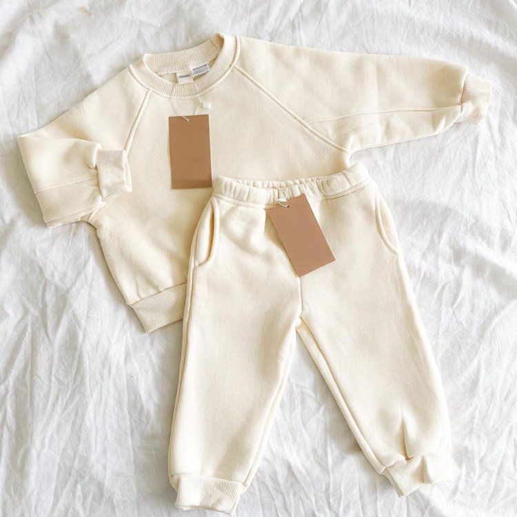 Winter Toddler Tracksuits Cotton Sweatshirt Pants Clothing Set Custom Fleece Baby Boy Sweatsuits